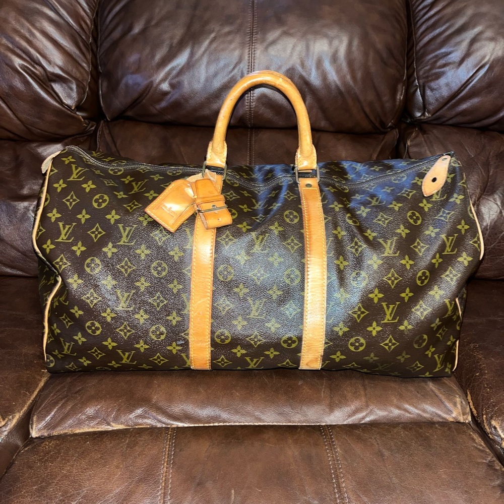 VINTAGE Louis Vuitton Brown Tan Monogram Duffel Bag